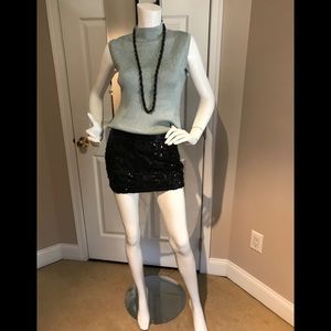 Bebe sequence mini skirt with faux leather waist